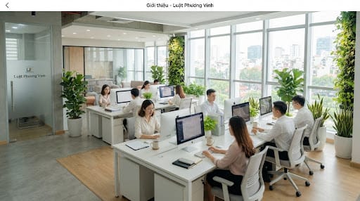 Không gian làm việc thoáng mát Luật Phương Vinh